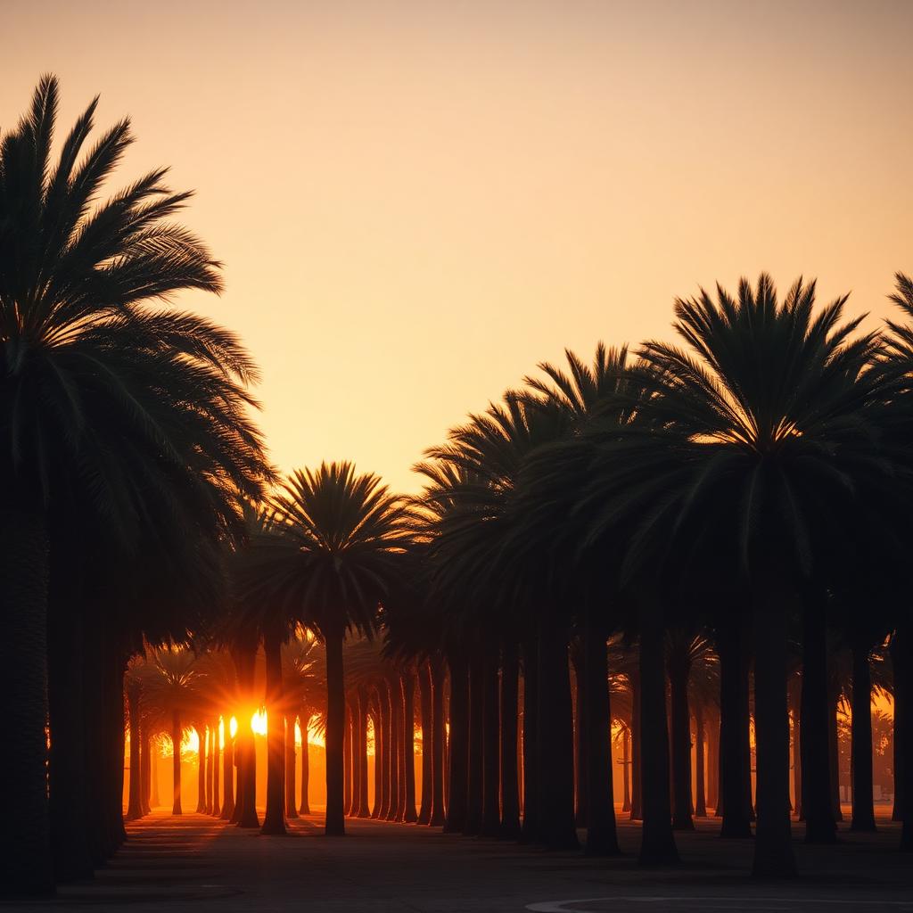 Palmeral de Elche al atardecer