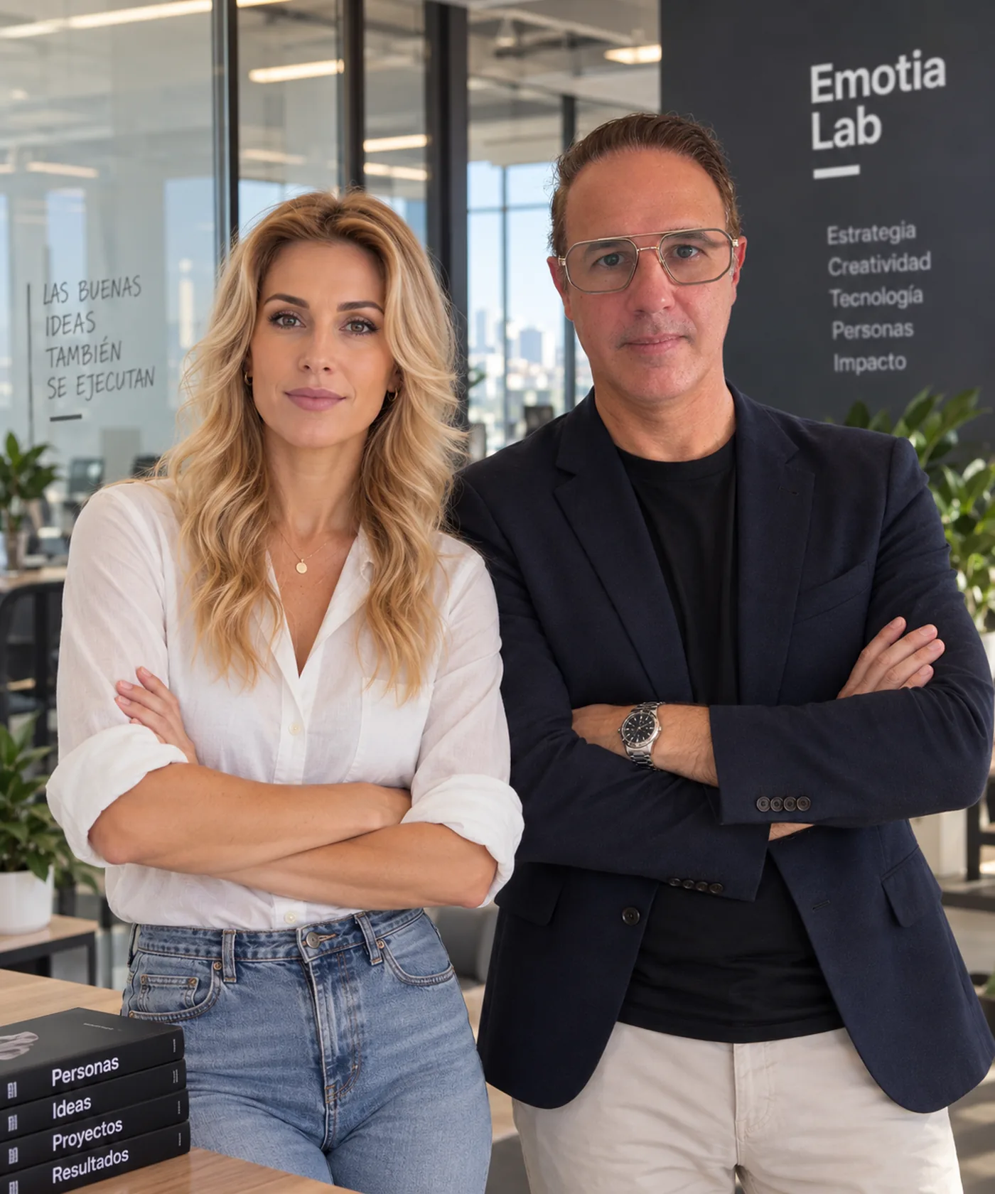 Andrés y Aby, equipo de Emotia Labs, en el laboratorio de Alicante