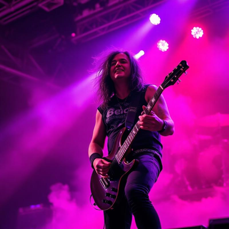 Guitarrista de heavy metal en escenario